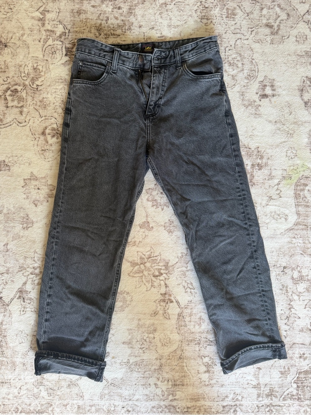 Lee (from free people) 29 X 30 black wash denim jeans, straight leg